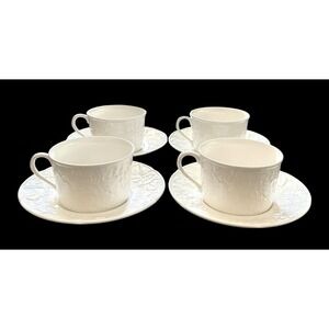4 Vintage Mikasa Embossed English Countryside Cup & Saucer Set DP900‎ Excellent